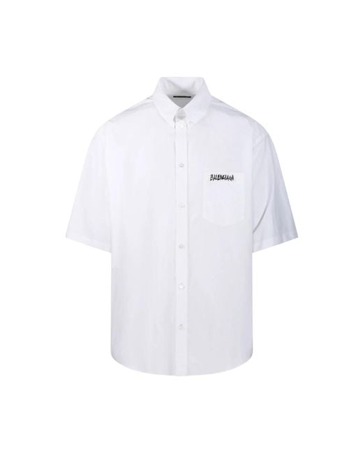 Balenciaga White Short Sleeve Shirts for men