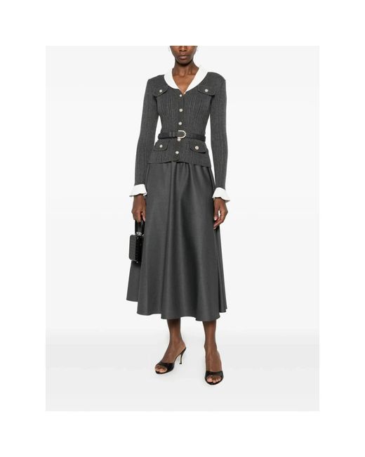 Self-Portrait Gray Midi Dresses