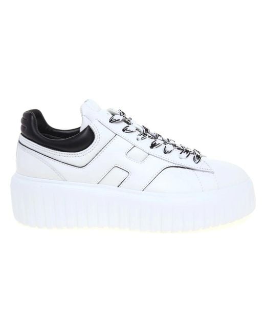 Hogan White H-Stripes Allacciato H Lissata Sneakers