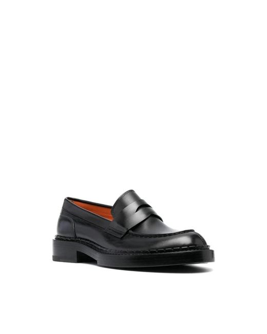 Santoni Black Loafers