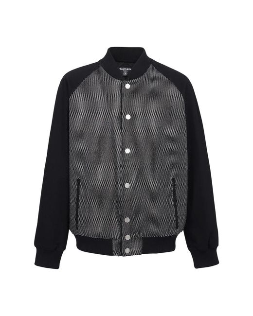 Balmain Black Embellished Bomber Jacket for men
