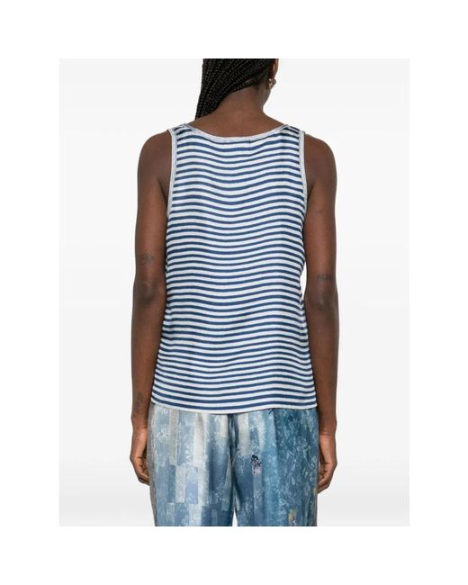 Pierre Louis Mascia Blue Sleeveless Tops