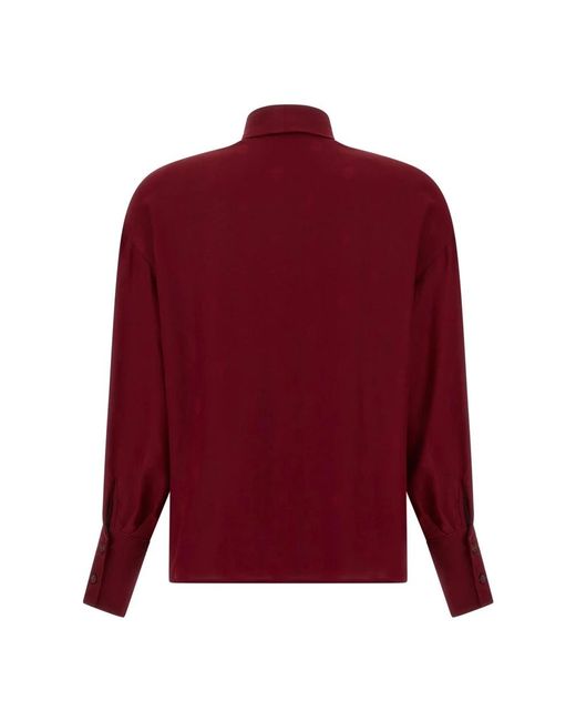 Etro Overhemden ,Rood ,Zijden Jacquard Blouse Met Sjaal in het Red