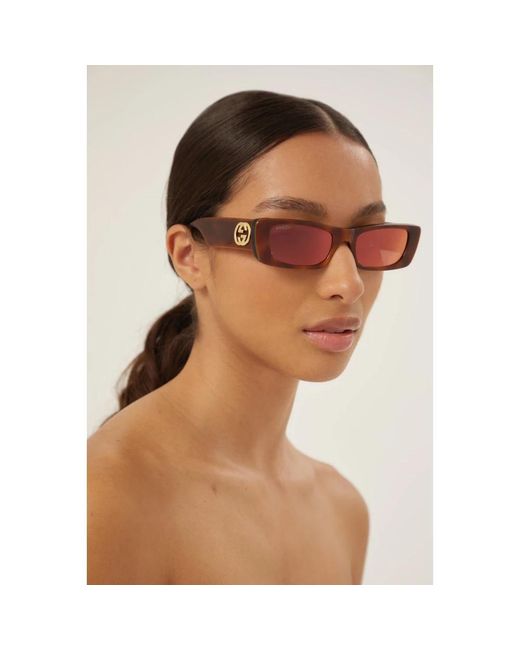 Gucci Red Vintage-inspirierte rote rechteckige sonnenbrille
