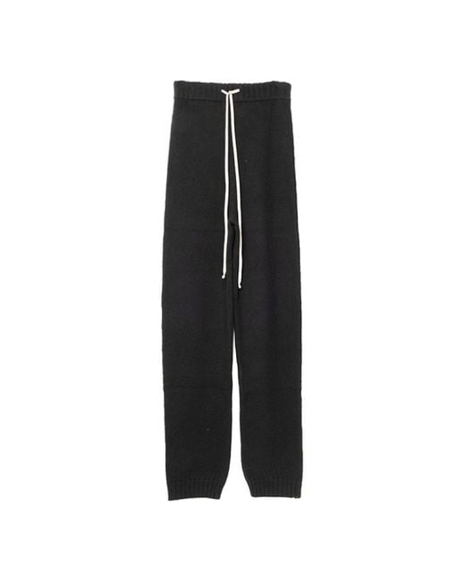 Rick Owens Black High-Waisted Cashmere Pants With Drawstring Detail