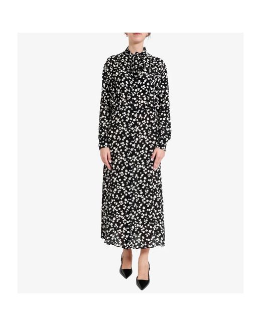 MSGM Kleedjes ,Veelkleurig ,Gedrukte Viscose Chemisier Jurk Met Ceintuur in het Black