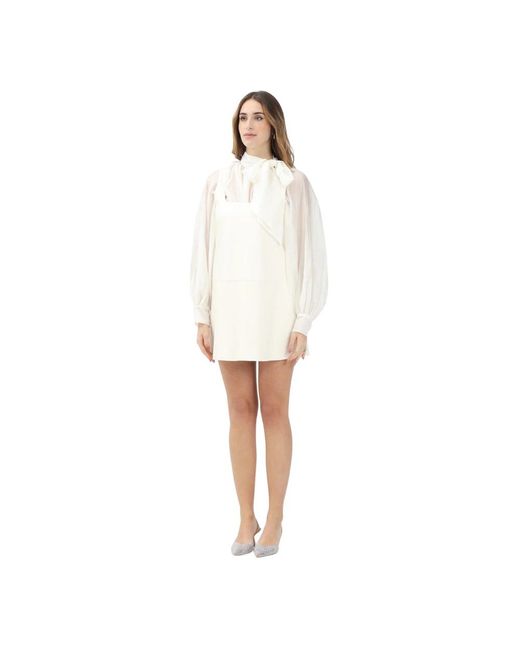 ViCOLO White Kurzes Weißes Kleid Mit Quadratischem Ausschnitt