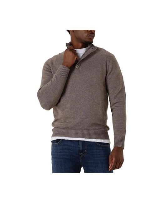 Gentiluomo Herren Turtle Button+Zip Ls Pullover in Gray für Herren