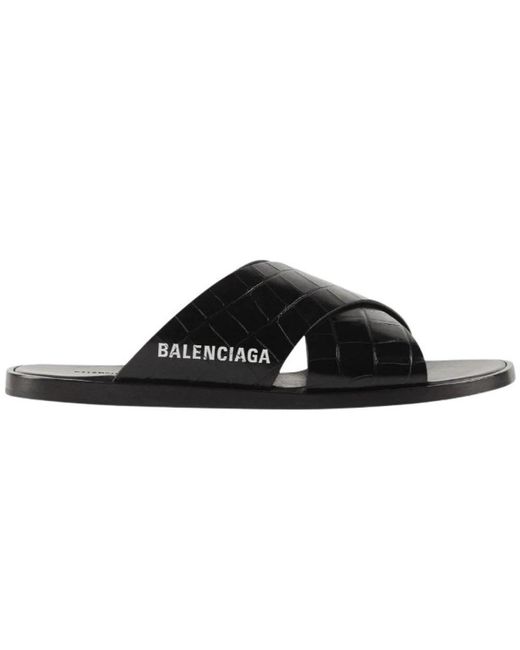 Balenciaga Black Sliders for men