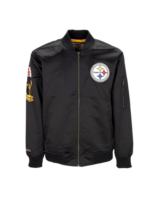 Mitchell & Ness Pittsburgh Steelers Bomberjacke Leichtes Satin in Black für Herren