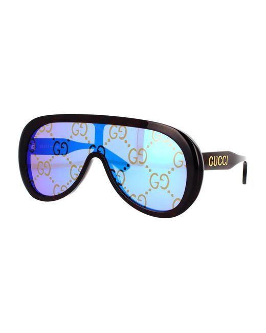 Gucci Blue Oversize Mask Sunglasses for men