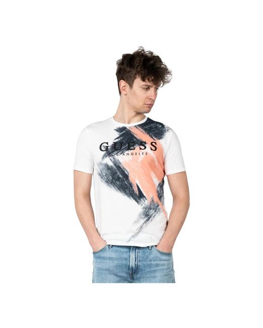 T-shirt classico collo rotondo di Guess in White da Uomo