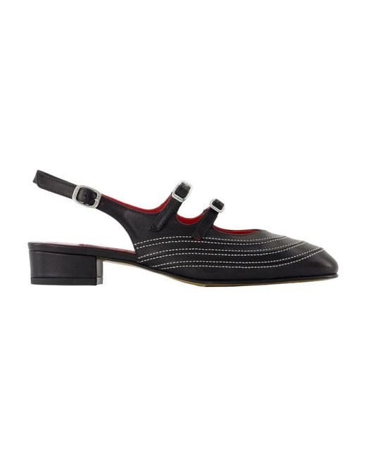 CAREL PARIS Black Schwarze Leder Spitz Zehen Sandalen