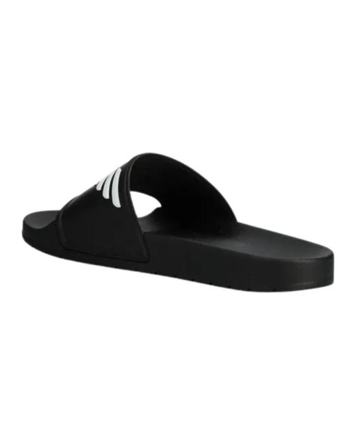 Emporio Armani Weiße synthetische flache sandalen in Black für Herren