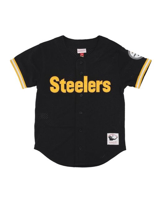 Mitchell & Ness Fitness ,Zwart ,Polyester Nfl Pittsburgh Steelers Mesh Shirt in het Black voor heren