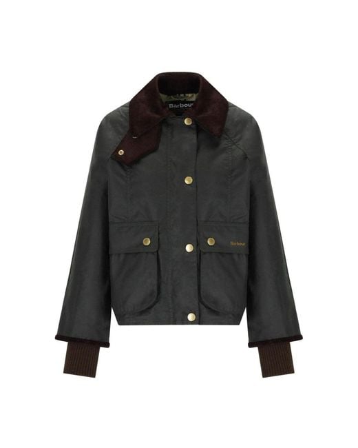 Barbour Jassen ,Groen ,Katoen Cropped Beadnell Waxed Jacket in het Black
