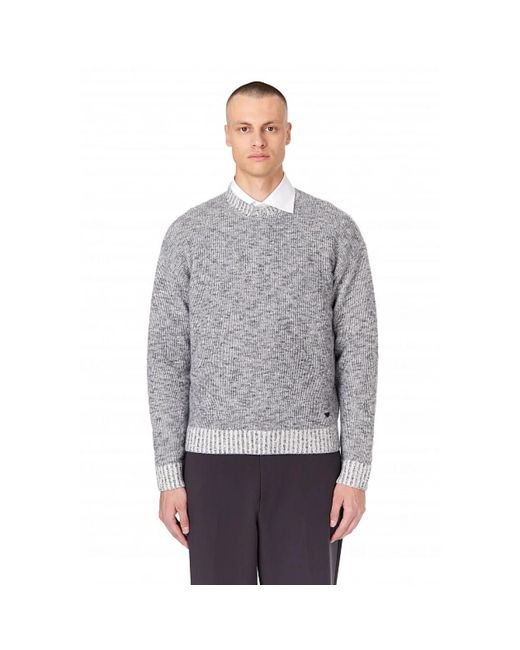 Emporio Armani Gray Round-Neck Knitwear for men