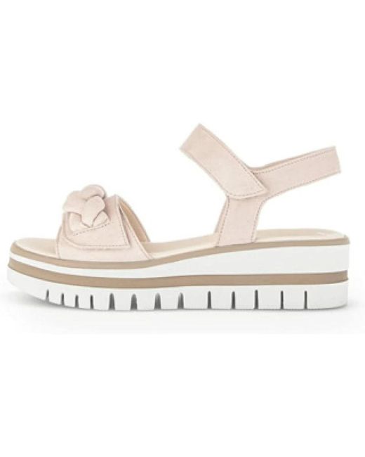 Gabor White Rose Velours Keil Sandalen Für Damen