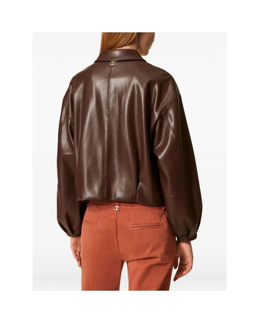 Twinset Jassen ,Bruin ,Stijlvolle Jas Set in het Brown