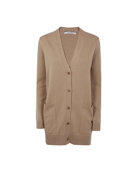 Max Mara Truien & Vesten ,Bruin ,Wol Camel Villar Shirt Cardigan in het Brown