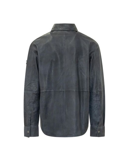 Peuterey Blue Leather Jackets for men