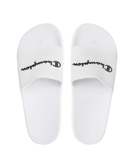 Champion Weiße slide sandalen mit logo-buchstaben in White für Herren