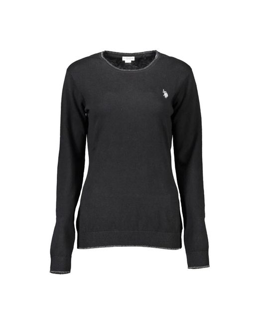 U.S. POLO ASSN. Black Round-Neck Knitwear