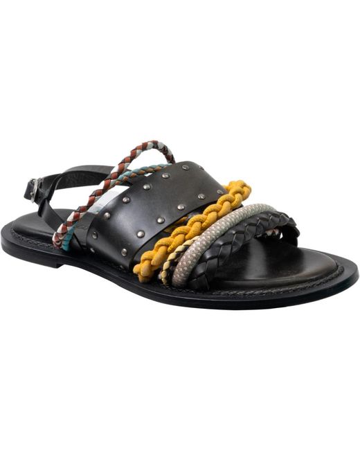 Sartore Black Flat Sandals
