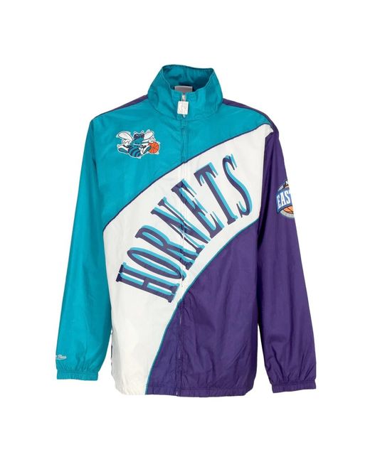 Mitchell & Ness Jassen ,Veelkleurig ,Polyester Nba Gebogen Windbreaker Jas in het Blue voor heren