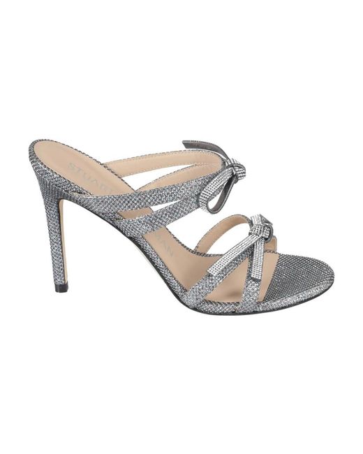 Stuart Weitzman Gray Heeled Mules
