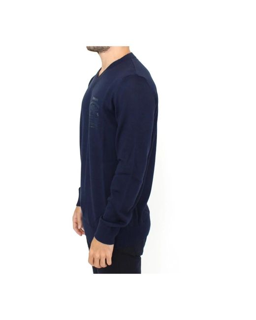 Ermanno Scervino Blue V-Neck Knitwear for men