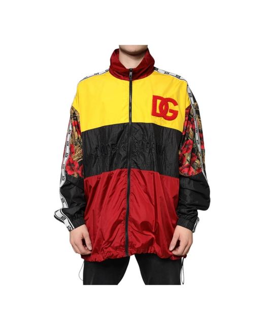 Dolce & Gabbana Jassen ,Veelkleurig ,Polyester Kleurrijke Logo Zip Sweater in het Red voor heren
