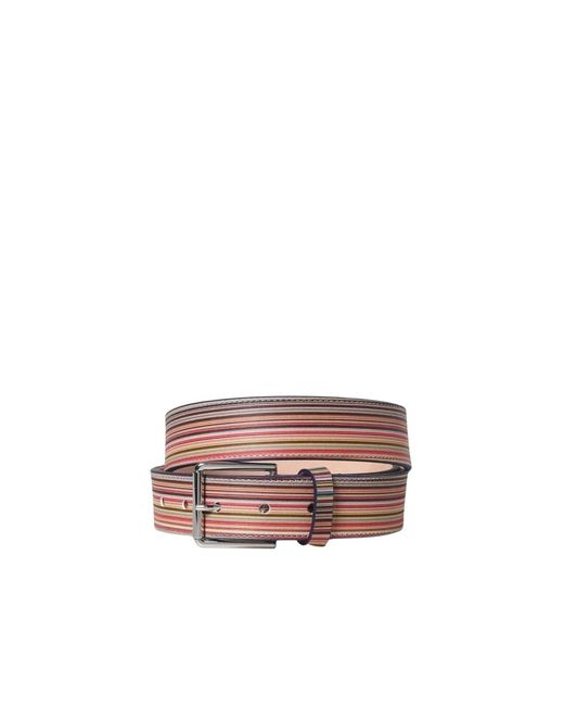 Paul Smith Gestreept Leren Riem Met Meerkleurig Design in het Pink voor heren