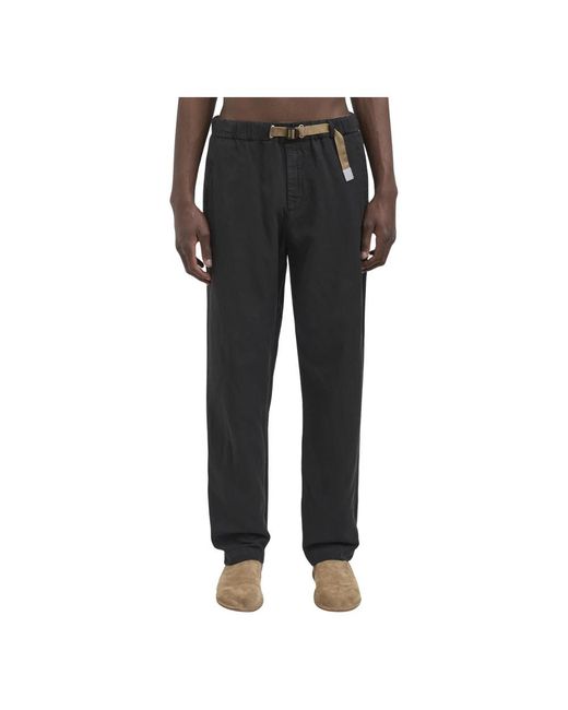 White Sand Black Straight Trousers for men