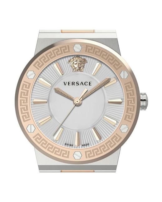 Versace Accessoires ,Grijs ,Dameshorloge Greca Logo Zilver Goud Vevh 01020 in het Metallic voor heren