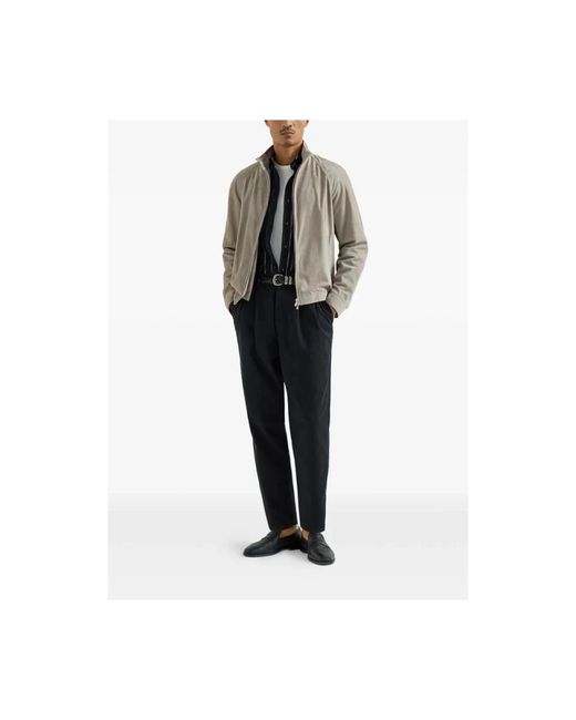 Brunello Cucinelli Gray Leather Jackets for men