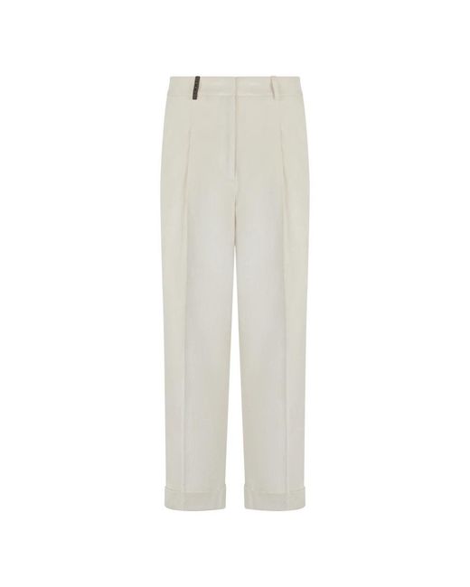 Peserico White Straight Trousers