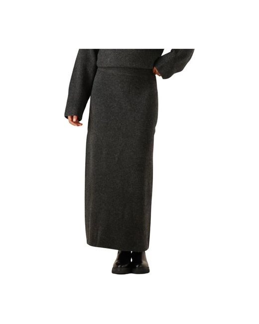 Notre-v Rokken ,Grijs ,Polyester Donkergrijze Maxi Rok in het Black