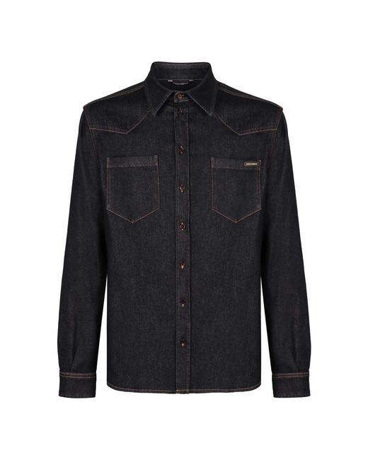 Denim Shirts di Dolce & Gabbana in Black da Uomo