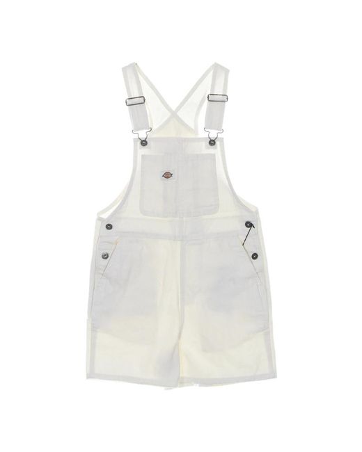 Dickies Jumpsuits & Playsuits ,Grijs ,Katoen Canvas Bib-Overalls Met Verstelbare Bretels in het White