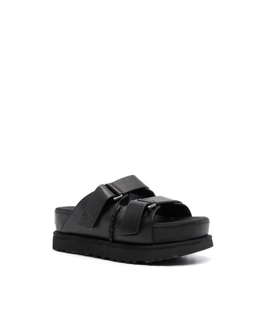 Zapatos de cuero negro con punta abierta y plataforma Ugg de color Black