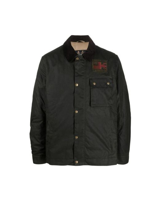 Barbour Donkergroene Katoenen Jas Met Corduroy Kraag in het Black voor heren