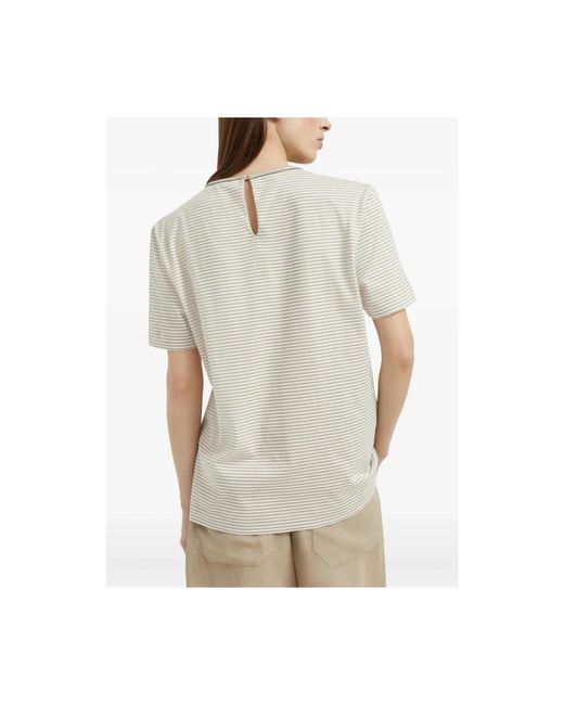 Brunello Cucinelli Crew Neck Short Sleeve T-Shirt in het White