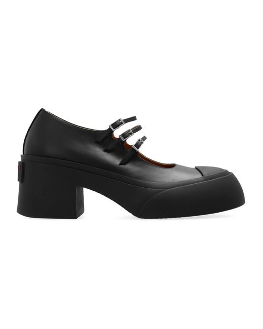 Décolleté in pelle con cinturini regolabili di Marni in Black