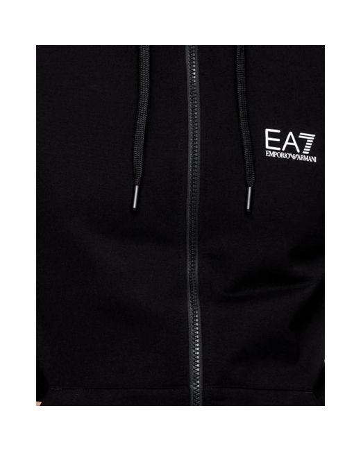 EA7 Hoodies & Sweatvesten ,Zwart ,Katoen Logo Series Hooded Cotton Zip-Up Sweatshirt in het Black voor heren