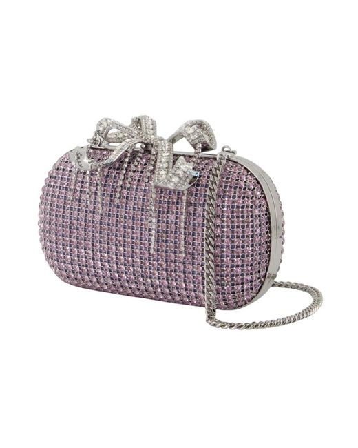 Self-Portrait Purple Lila Chainmail Handtasche Mit Strass