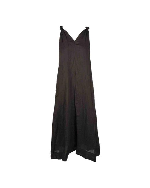 Alpha Studio Black Ramie Kleid Für Frauen