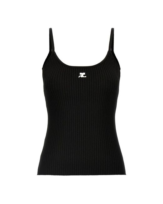 Courreges Black Sleeveless Tops