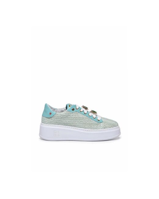 GIO+ Schoenen ,Blauw ,Leer Sneaker in het Blue