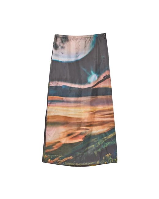 Sunnei Rokken ,Veelkleurig ,Grafische Print Lange Rok Met Zijsplitten in het Gray
